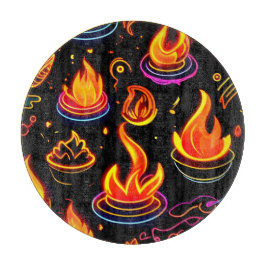 Glödande flamsymboler på Mörken Canvas