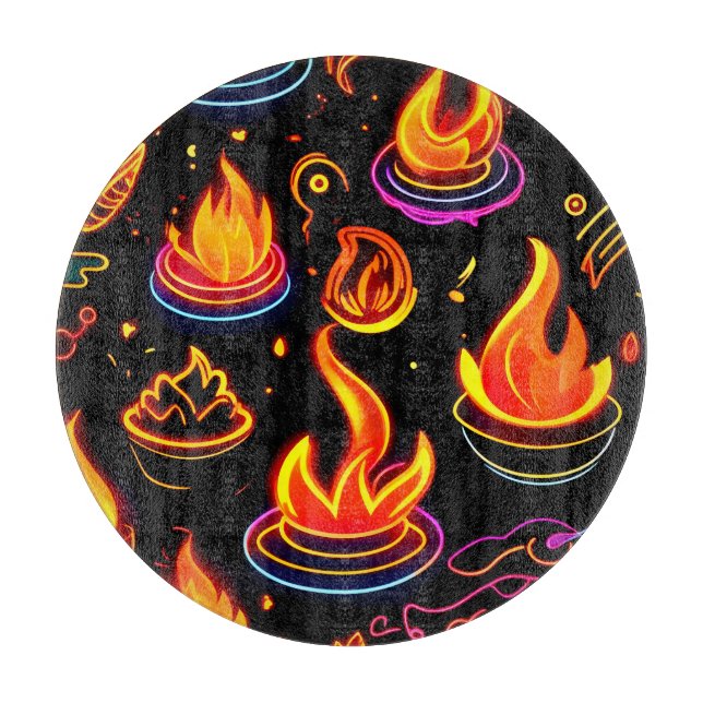 Glödande flamsymboler på Mörken Canvas (Framsidan)