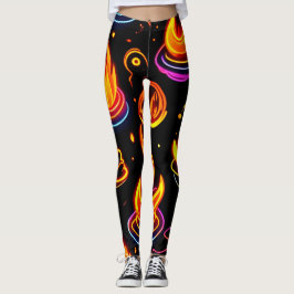 Glödande flamsymboler på Mörken Canvas Leggings