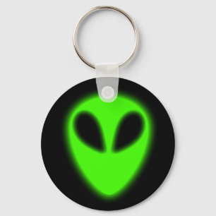 Glödande gröna främmande Keychain Nyckelring
