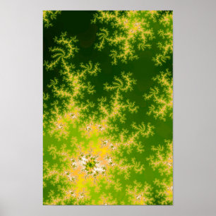 Glödande Grönt Fractal Poster