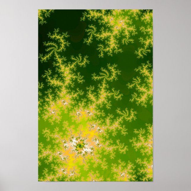 Glödande Grönt Fractal Poster (Framsidan)