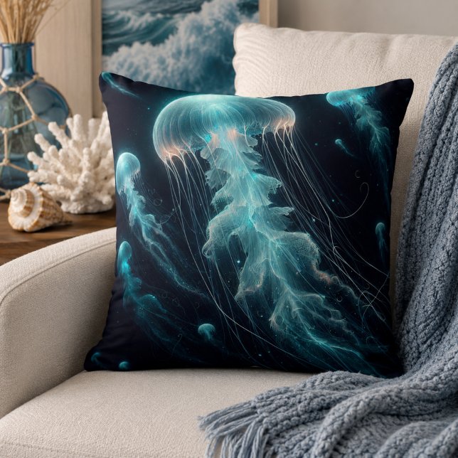 Glödande hav: maneter inspirerade kastkuddar kudde (Glowing Ocean: Jellyfish Inspired Throw Pillows)