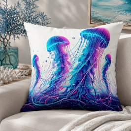 Glödande hav: Pillow med maneter-inspiration Kudde