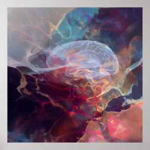 Glödande hjärnnebulosa neural energi poster