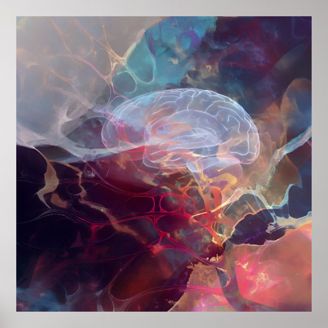 Glödande hjärnnebulosa neural energi poster (Framsidan)
