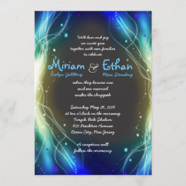 Glödande inbjudan för bröllop för neonstjärnor