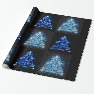 Glödande julgranar för blått & för silver presentpapper