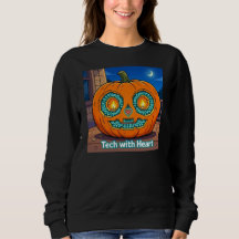 Glödande krets-pumpa - Dam Svart sweatshirt