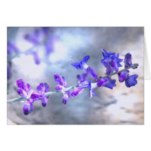 Glödande lila blommor hälsningskort