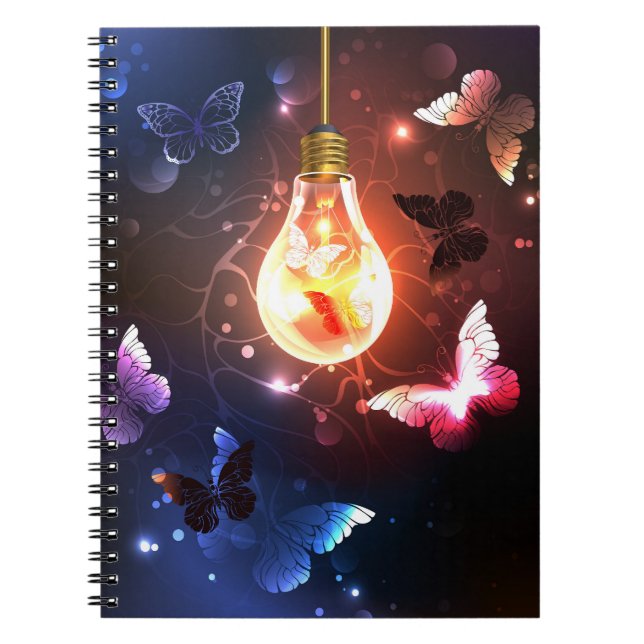 Glödande ljus med nattfjäll anteckningsbok (Framsidan)