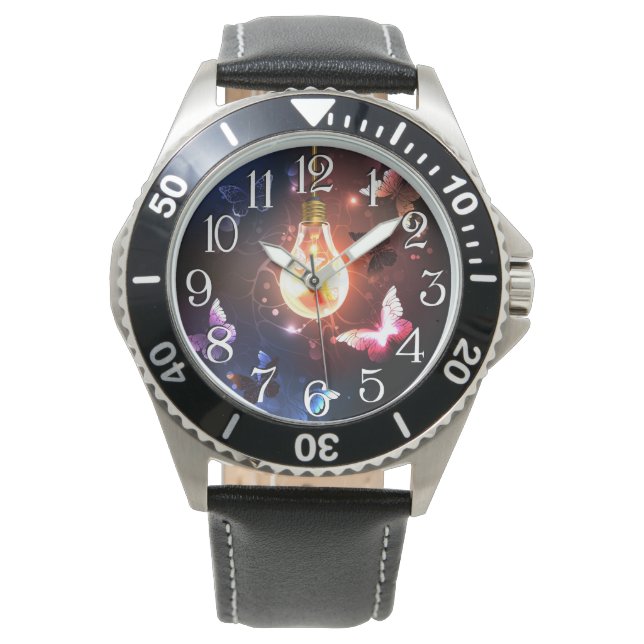 Glödande ljus med nattfjäll armbandsur (Framsida)