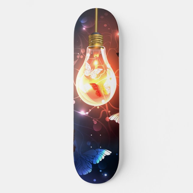 Glödande ljus med nattfjäll mini skateboard bräda 18,5 cm (Framsida)