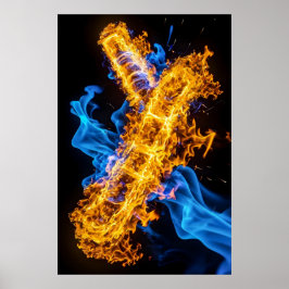 Glödande Magisk Eld Is Elementär Energikrock Poster
