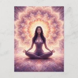Glödande Mandala Meditation Kvinna Anpassat Namn Vykort
