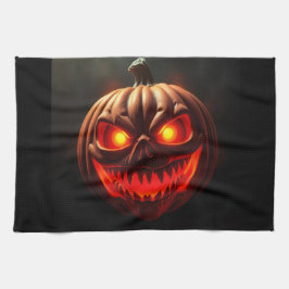 Glödande neonpumpa Halloween kökshandduk