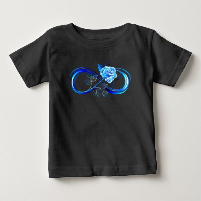 Glödande oändlighet med blå ros t shirt (Framsida)