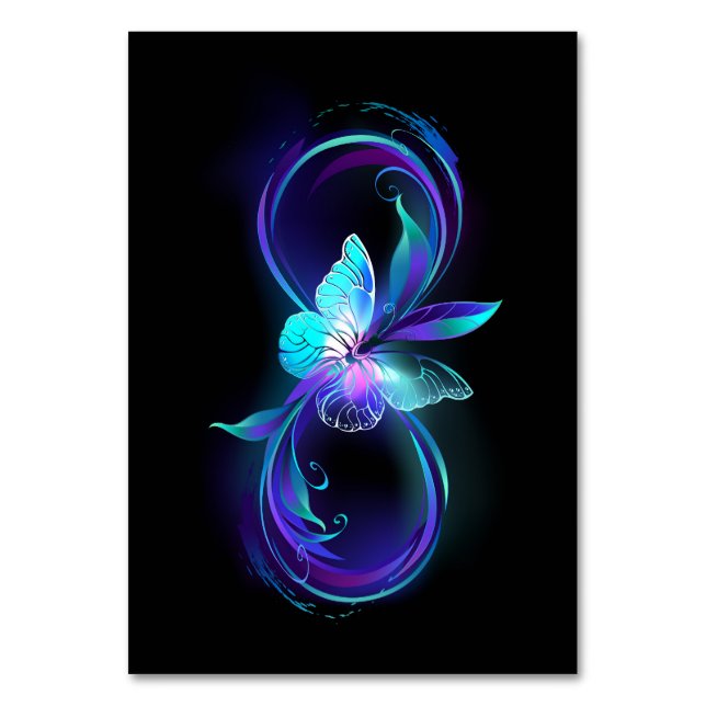 Glödande oändlighet med magiska fjäril bordsnummer (Framsidan)