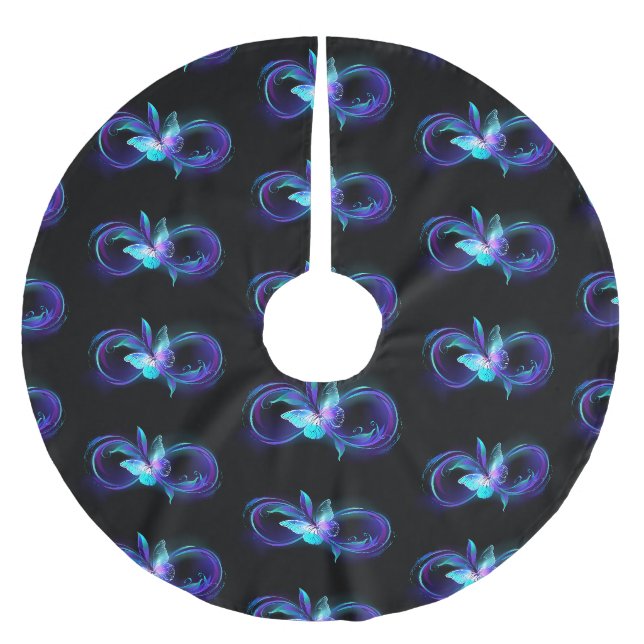 Glödande oändlighet med magiska fjäril julgransmatta borstad polyester (Framsidan)
