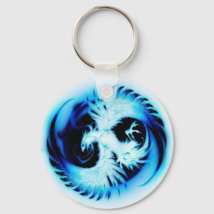 glödande phoenix blått nyckelring