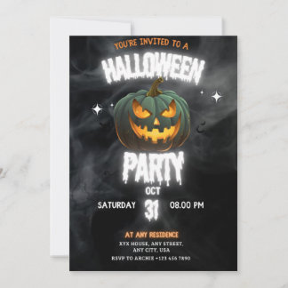 Glödande pumpa Halloween-fest Inbjudningar