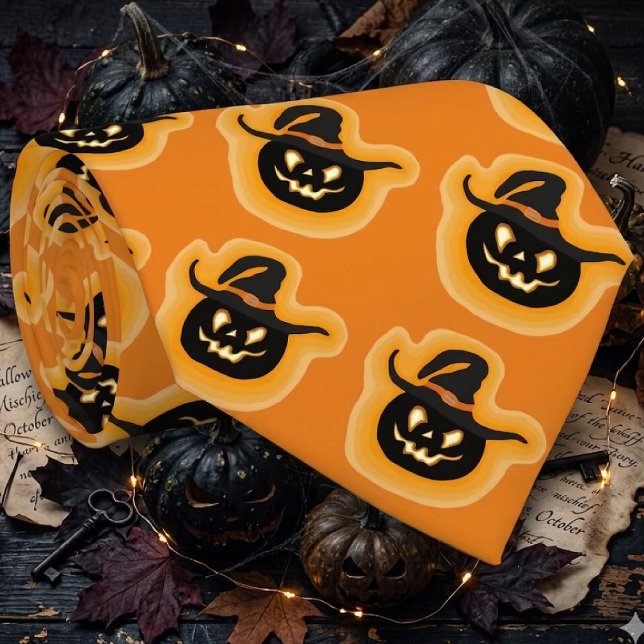 Glödande pumpa häxa på orange slips (Skapare uppladdad)