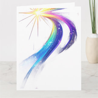 Glödande regnbåge Shooting Star Comet Trail Art Pr Tack Kort