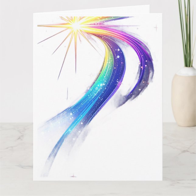 Glödande regnbåge Shooting Star Comet Trail Art Pr Tack Kort (Framsida)