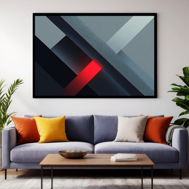 Glödande röd abstrakt betonggeometrisk konst poster (Skapare uppladdad)