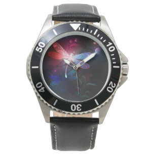 Glodande röd drakfluga armbandsur