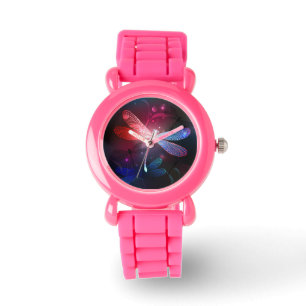 Glodande röd drakfluga armbandsur