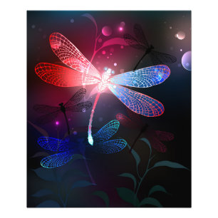 Glodande röd drakfluga fototryck