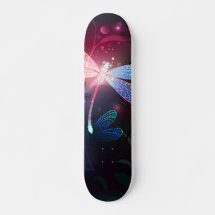 Glodande röd drakfluga mini skateboard bräda 18,5 cm