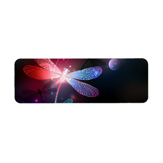 Glodande röd drakfluga returadress etikett (Framsidan)