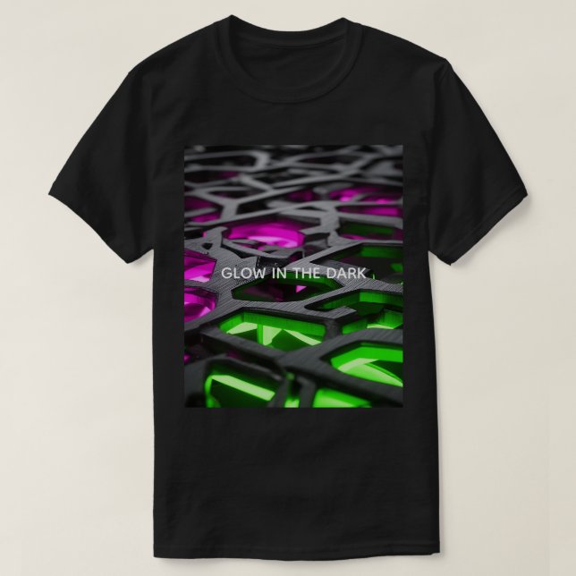 Glödande rosa grön futuristisk 3D-gitter T Shirt (Design framsida)