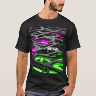 Glödande rosa grön futuristisk 3D-gitter T Shirt