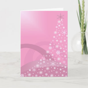 Glödande rosa julgranhelgdagkort helgkort