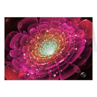 Glödande rosa ros i unik Digital för utrymme Hälsningskort