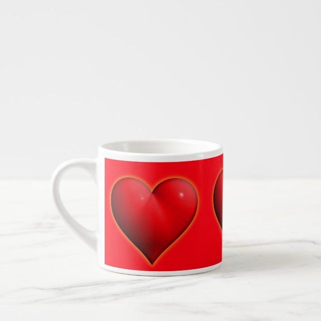 Glödande Rött 3-D Hjarta Espressomugg (Vänster)