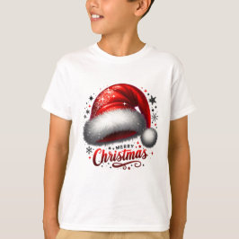 Glödande scharlakansröd tomtehatt t shirt