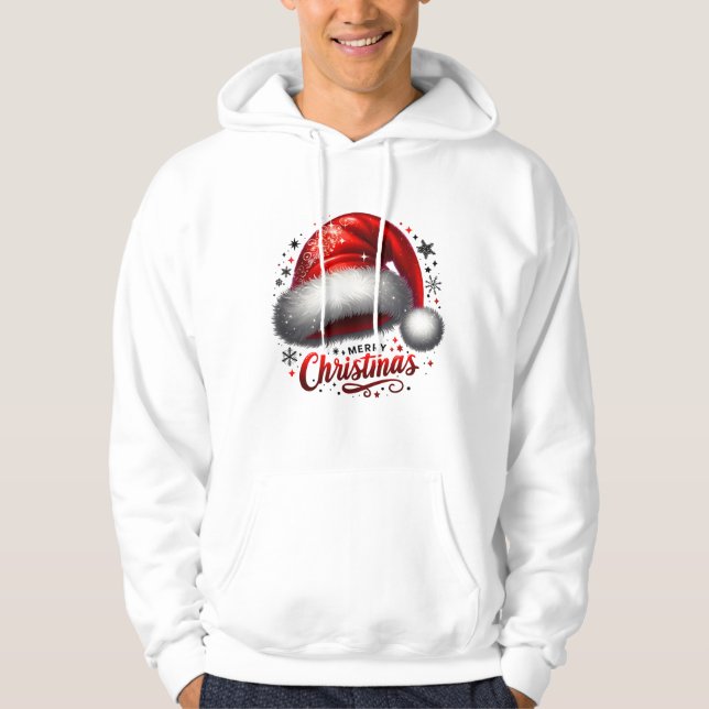 Glödande scharlakansröd tomteluva hoodie (Framsida)