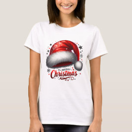 Glödande scharlakansröd tomteluva t shirt