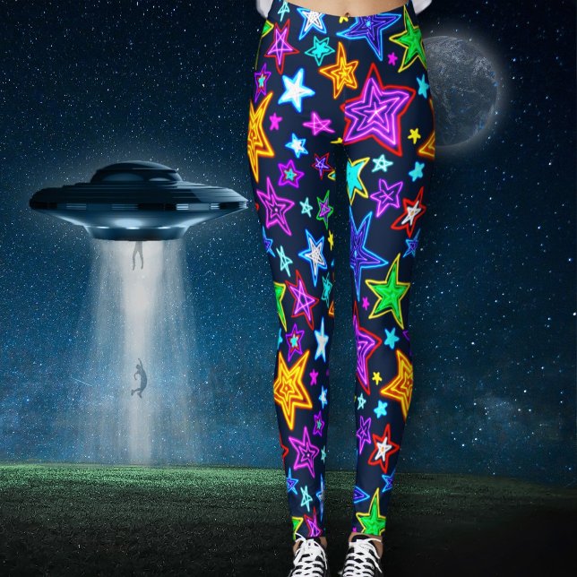 Glödande stjärnmönster mörkblått leggings (Skapare uppladdad)