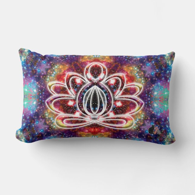 Glödande Zen Lotus Lumbarkudde (Framsida)