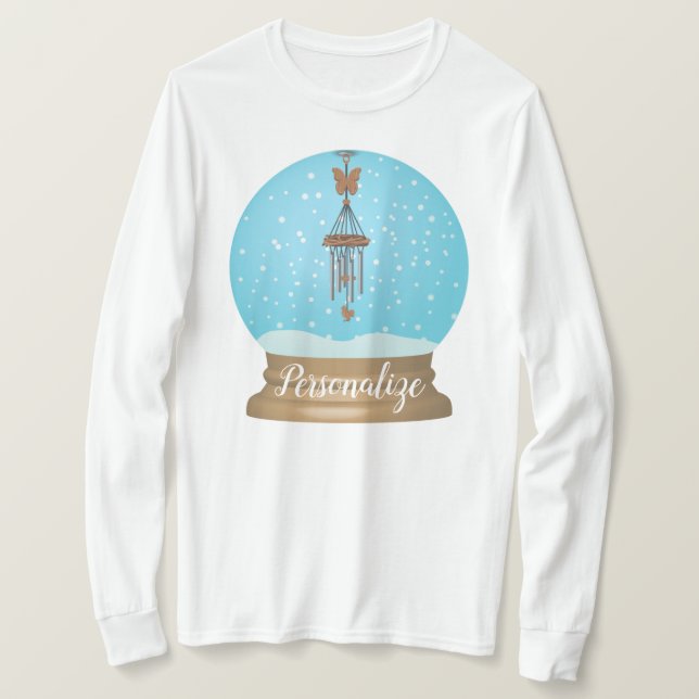 Gloden Butterfly windchime snö, unik vismisk T Shirt (Design framsida)