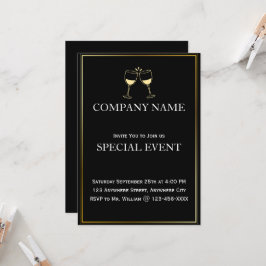 Gloden Ram Cheer Black Corporate Call Card Inbjudningar