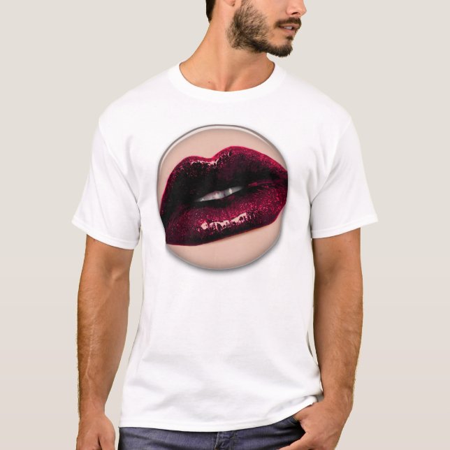 Glödhet Sparkling Kissable läppar Tee Shirt (Framsida)