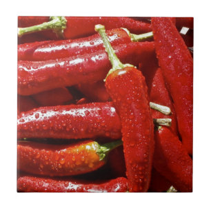 Glödheta chilipeppar kakelplatta
