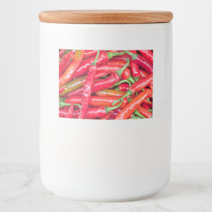 Glödheta chilipeppar mat etiketter