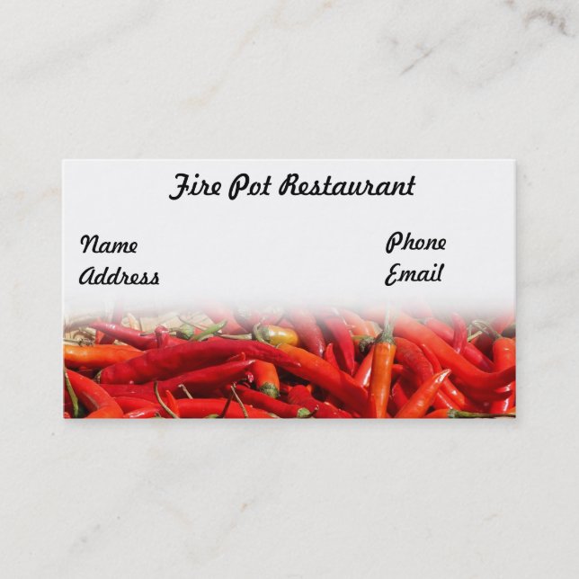 Glödheta Chilipeppar Visitkort (Framsida)